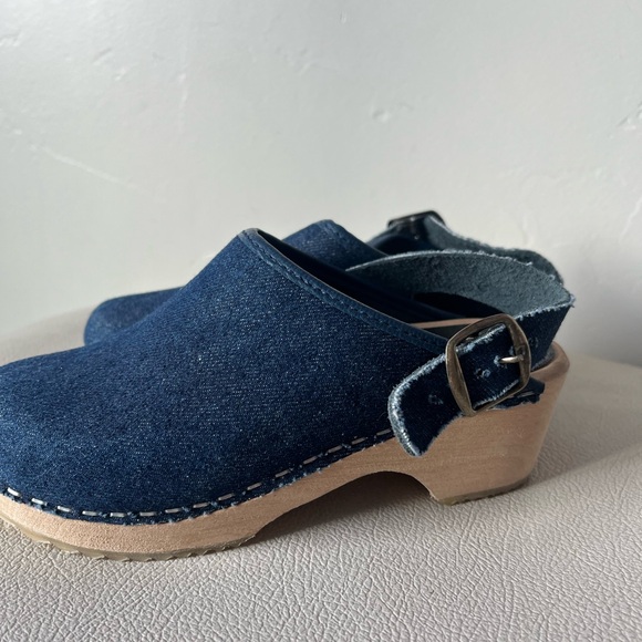 Cape Clogs Made in Sweden Denim and Wood Clogs Girls Size 30 - Picture 4 of 10
